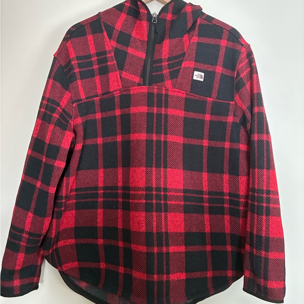 The North Face Women’s XL Red & Black Plaid Hooded Pullover